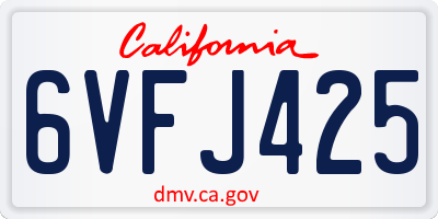CA license plate 6VFJ425