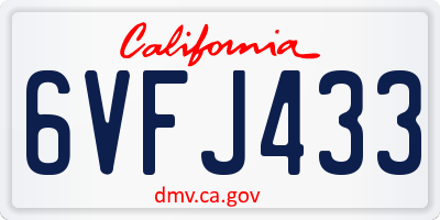 CA license plate 6VFJ433