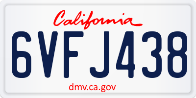 CA license plate 6VFJ438