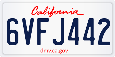 CA license plate 6VFJ442