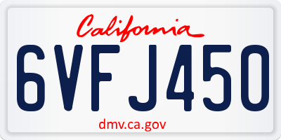 CA license plate 6VFJ450