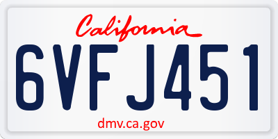 CA license plate 6VFJ451