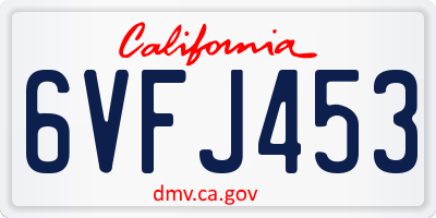 CA license plate 6VFJ453