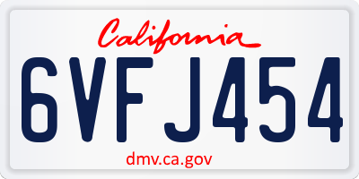 CA license plate 6VFJ454