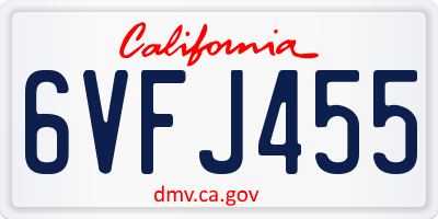 CA license plate 6VFJ455