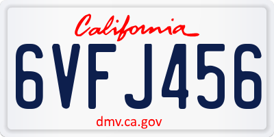 CA license plate 6VFJ456