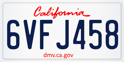 CA license plate 6VFJ458