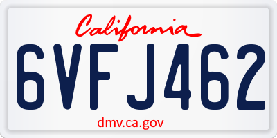 CA license plate 6VFJ462