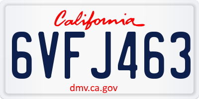 CA license plate 6VFJ463