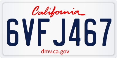 CA license plate 6VFJ467