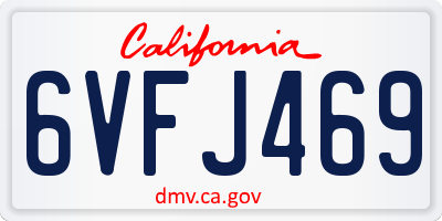 CA license plate 6VFJ469