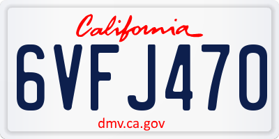 CA license plate 6VFJ470