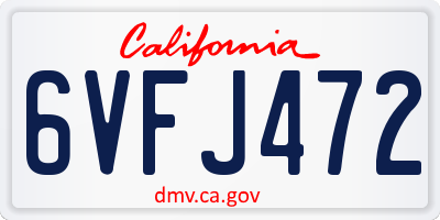 CA license plate 6VFJ472