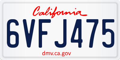 CA license plate 6VFJ475