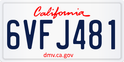 CA license plate 6VFJ481