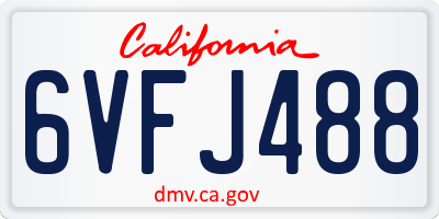 CA license plate 6VFJ488