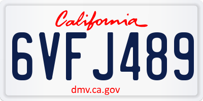 CA license plate 6VFJ489