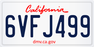 CA license plate 6VFJ499