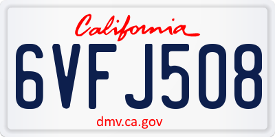 CA license plate 6VFJ508