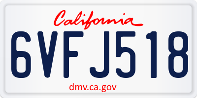 CA license plate 6VFJ518