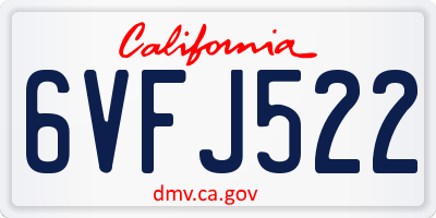 CA license plate 6VFJ522