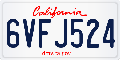 CA license plate 6VFJ524
