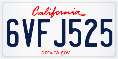 CA license plate 6VFJ525