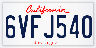 CA license plate 6VFJ540