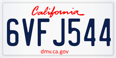 CA license plate 6VFJ544