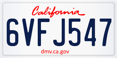 CA license plate 6VFJ547
