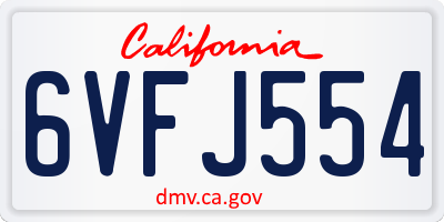 CA license plate 6VFJ554