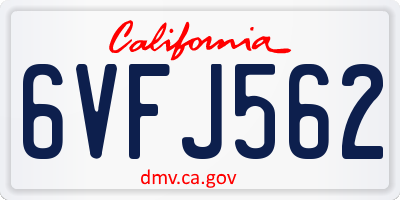 CA license plate 6VFJ562