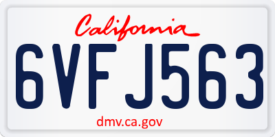 CA license plate 6VFJ563