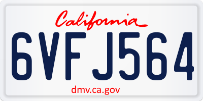 CA license plate 6VFJ564