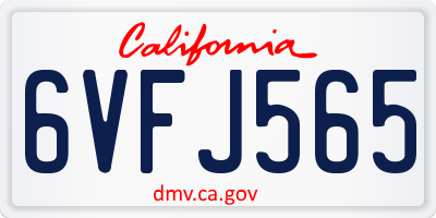 CA license plate 6VFJ565
