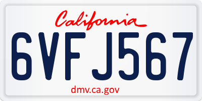 CA license plate 6VFJ567