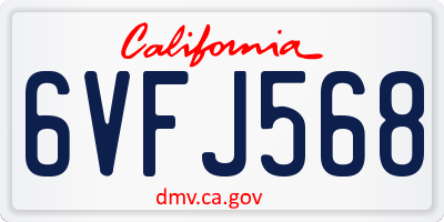 CA license plate 6VFJ568
