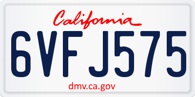 CA license plate 6VFJ575