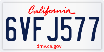 CA license plate 6VFJ577