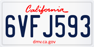 CA license plate 6VFJ593