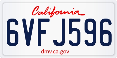 CA license plate 6VFJ596
