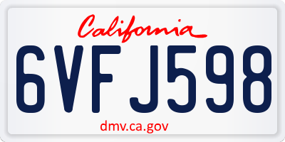 CA license plate 6VFJ598