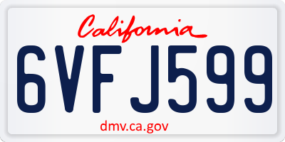CA license plate 6VFJ599