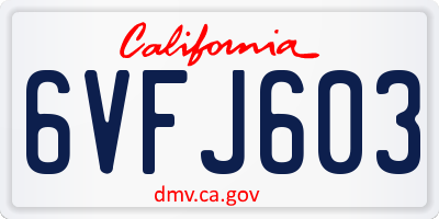 CA license plate 6VFJ603