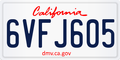 CA license plate 6VFJ605