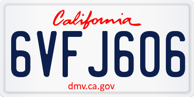 CA license plate 6VFJ606