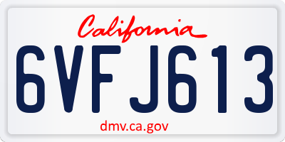 CA license plate 6VFJ613