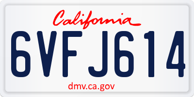 CA license plate 6VFJ614