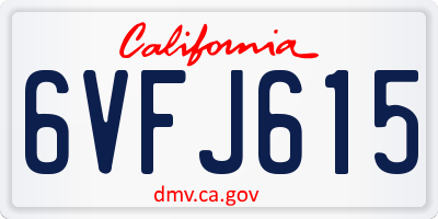 CA license plate 6VFJ615