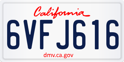 CA license plate 6VFJ616